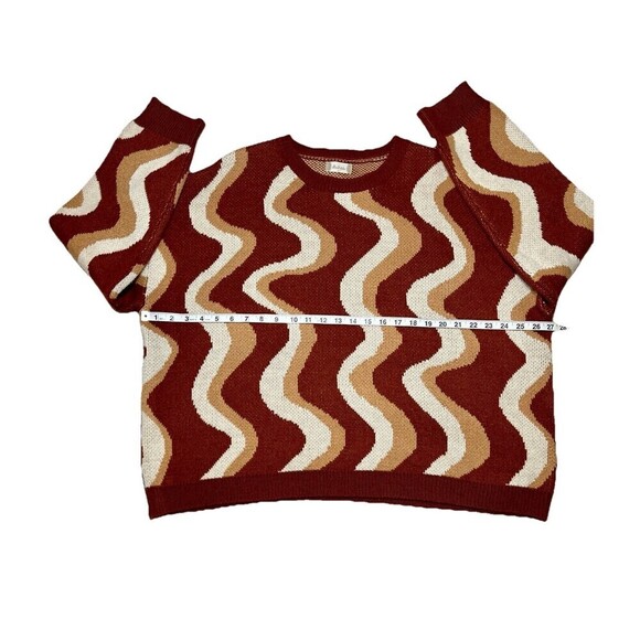 Altar'd State Groovy Retro Style Round‎ Neck Sweater Brown Neutrals Women Size L - Picture 3 of 7